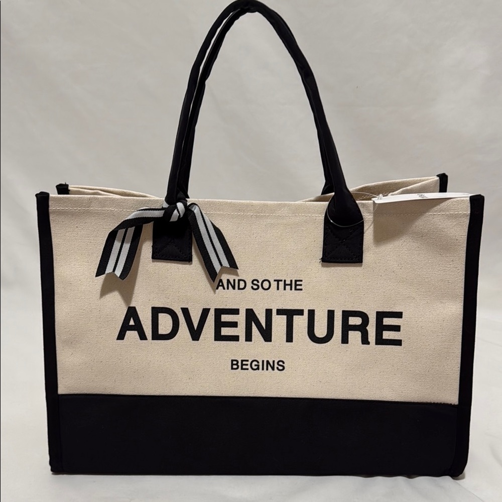 NWT Black and White Canvas Tote Bag